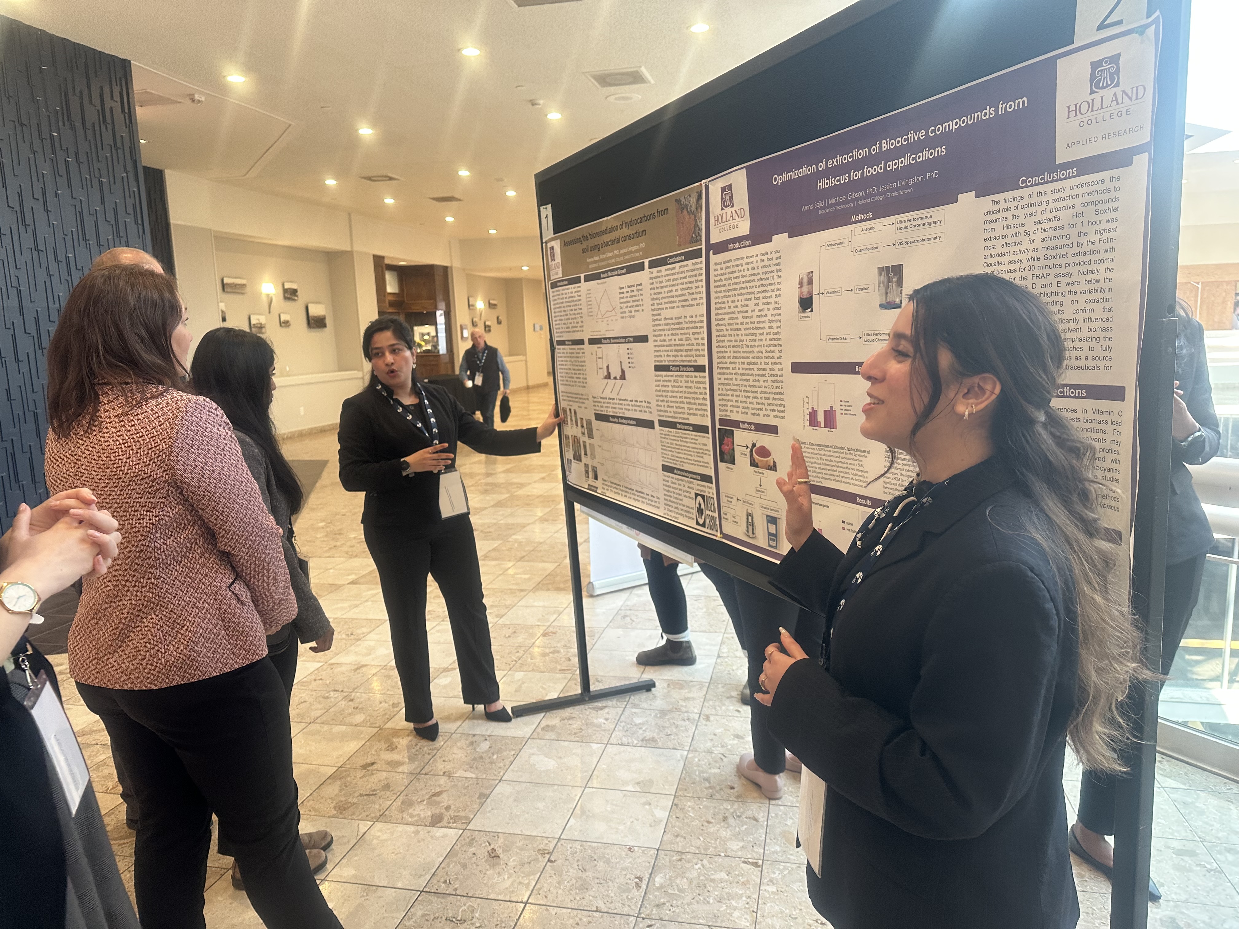 Aleena and Amna present their posters at the Atlantic Biocon