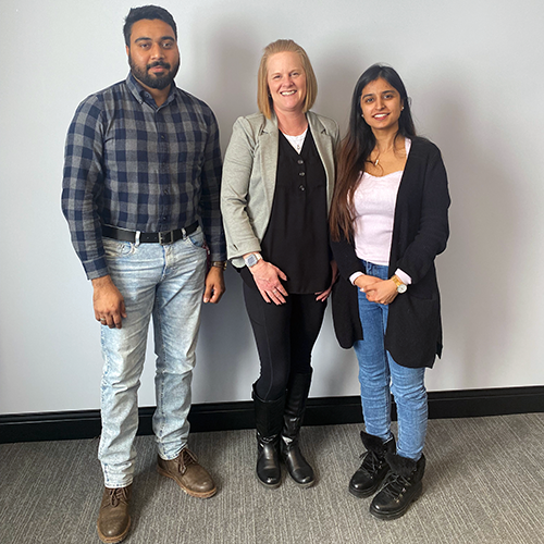 (L-R) Junaid Maqsood, Research Associate, Holland College; Stamper, General Manager, United Potato Growers of Canada and Nagma Nagma, Research Assistant, Holland College
