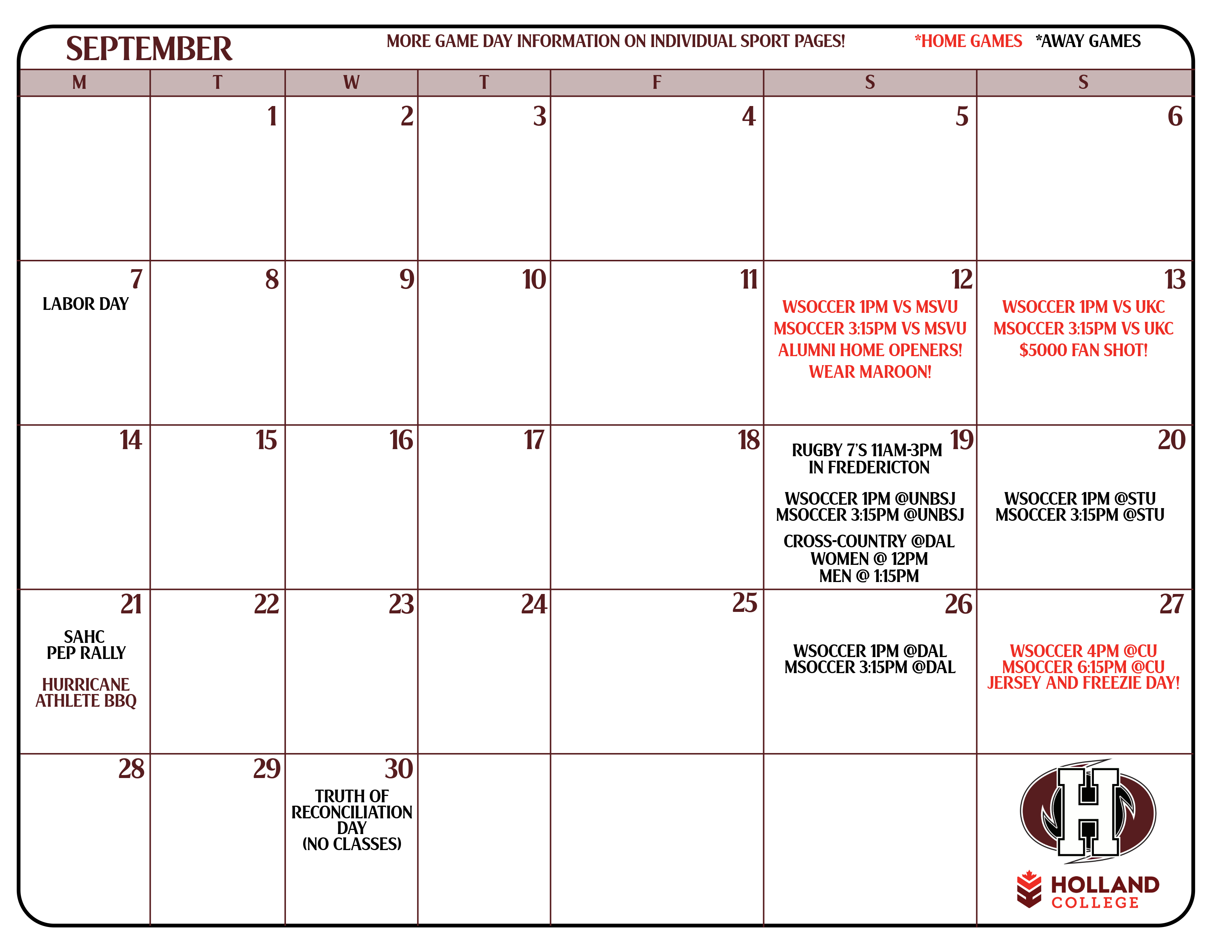 September Schedule